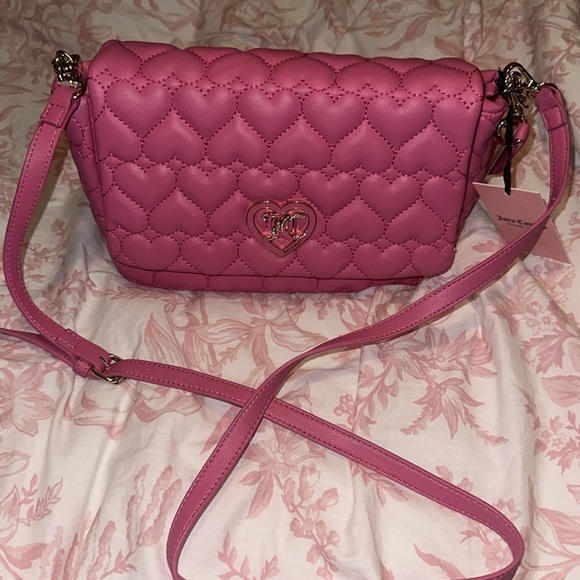 NWT Juicy Couture Medium Bling Pink Heart Embossed Purse - Picture 4 of 9